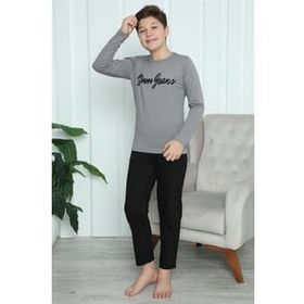 Akbeniz 20416 Gri Erkek Çocuk Penye Pijama Takım