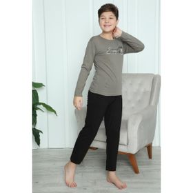 Akbeniz 20418 Gri Erkek Çocuk Penye Pijama Takım