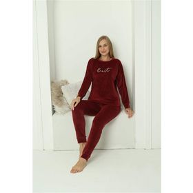 Akbeniz 20624 Kadife Bordo Kadın Pijama Takım