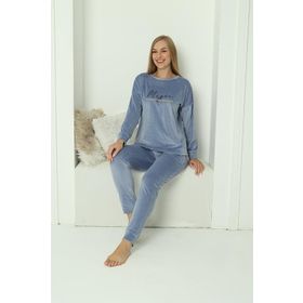Akbeniz 20624 Kadife Mavi Kadın Pijama Takım