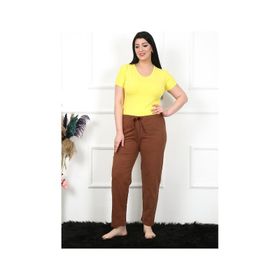 Akbeniz 27476 Kahve Pamuklu Büyük Beden Kadın Alt Pijama