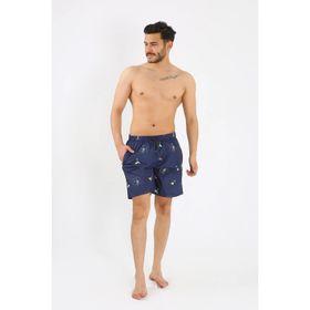Akbeniz 27526 Lacivert Erkek Desenli Fermuar Cepli Deniz Şortu