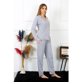 Akbeniz 2782 Gri Düğmeli Kadın Pijama Takımı