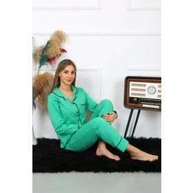 Akbeniz 2782 Yeşil Düğmeli Kadın Pijama Takımı