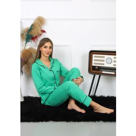 Akbeniz 2782 Yeşil Düğmeli Kadın Pijama Takımı