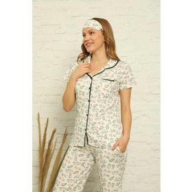 Akbeniz 2842 Pamuk Önden Düğmeli Kısa Kol Kadın Pijama Takımı