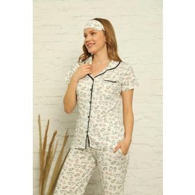 Akbeniz 2842 Pamuk Önden Düğmeli Kısa Kol Kadın Pijama Takımı