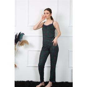 Akbeniz 4135 Yeşil Ekoseli Kadın Pijama Takımı