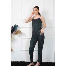Akbeniz 4135 Yeşil Ekoseli Kadın Pijama Takımı