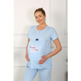 Akbeniz 45210 Mavi Kadın Hamile Pijama Takımı