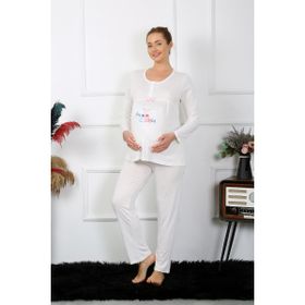 Akbeniz 45501 Ekru Kadın Hamile Pijama Takımı