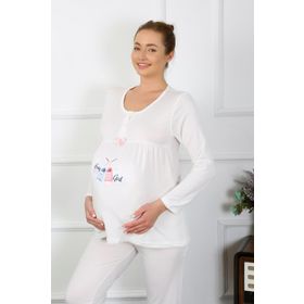 Akbeniz 45501 Ekru Kadın Hamile Pijama Takımı