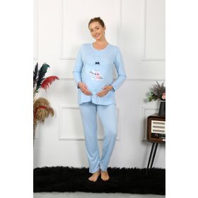Akbeniz 45501 Mavi Kadın Hamile Pijama Takımı