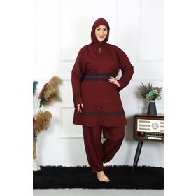 Akbeniz 55010 Bordo Büyük Beden Tesettür Mayo