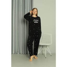 Akbeniz 808043 Siyah Welsoft Polar Büyük Beden Kadın Pijama Takımı
