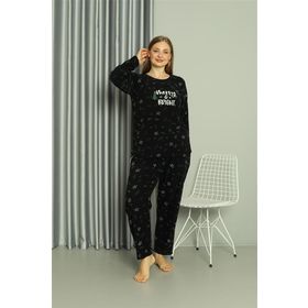 Akbeniz 808043 Siyah Welsoft Polar Büyük Beden Kadın Pijama Takımı