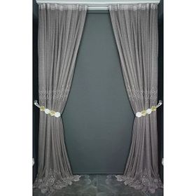 Akça Tekstil 150x260 cm Krem Göbekli Model Kum Rengi Tek Kanat Hazır Dikilmiş Pileli Fon Perde