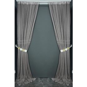 Akça Tekstil 150x260 cm Krem Göbekli Model Kum Rengi Tek Kanat Hazır Dikilmiş Pileli Fon Perde