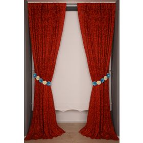 Akça Tekstil 300 x 260 cm Sultan 2 Kırmızı Tek Kanat Hazır Dikilmiş Pileli Fon Perde