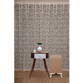 Akça Tekstil 300 x 260 cm Sultan 2 Krem Tek Kanat Hazır Dikilmiş Pileli Fon Perde