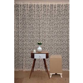 Akça Tekstil 300 x 260 cm Sultan 2 Krem Tek Kanat Hazır Dikilmiş Pileli Fon Perde