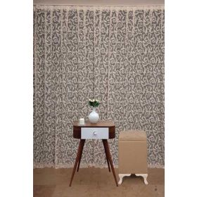 Akça Tekstil 300 x 260 cm Sultan 2 Krem Tek Kanat Hazır Dikilmiş Pileli Fon Perde