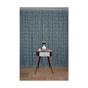 Akça Tekstil 300 x 260 cm Sultan 2 Mavi Tek Kanat Hazır Dikilmiş Pileli Fon Perde