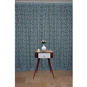 Akça Tekstil 300 x 260 cm Sultan 2 Mavi Tek Kanat Hazır Dikilmiş Pileli Fon Perde