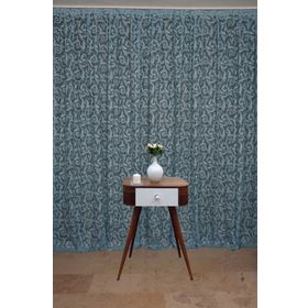 Akça Tekstil 300 x 260 cm Sultan 2 Mavi Tek Kanat Hazır Dikilmiş Pileli Fon Perde