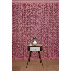 Akça Tekstil 300 x 260 cm Sultan 2 Pembe Tek Kanat Hazır Dikilmiş Pileli Fon Perde