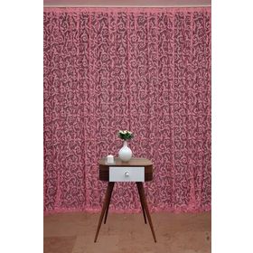 Akça Tekstil 300 x 260 cm Sultan 2 Pembe Tek Kanat Hazır Dikilmiş Pileli Fon Perde
