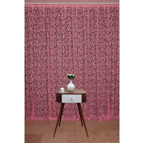 Akça Tekstil 300 x 260 cm Sultan 2 Pembe Tek Kanat Hazır Dikilmiş Pileli Fon Perde