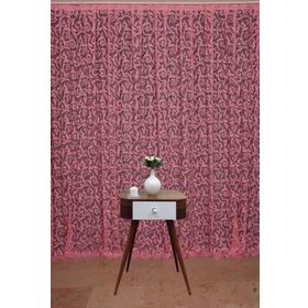 Akça Tekstil 300 x 260 cm Sultan 2 Pembe Tek Kanat Hazır Dikilmiş Pileli Fon Perde
