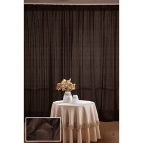 Akça Tekstil 300x260 cm Acı Kahve Çizgili Model Tek Kanat Hazır Dikilmiş Pileli Fon Perde
