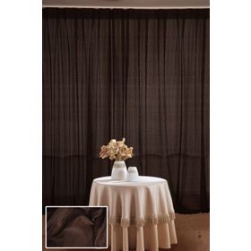 Akça Tekstil 300x260 cm Acı Kahve Çizgili Model Tek Kanat Hazır Dikilmiş Pileli Fon Perde