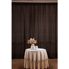 Akça Tekstil 300x260 cm Acı Kahve Çizgili Model Tek Kanat Hazır Dikilmiş Pileli Fon Perde