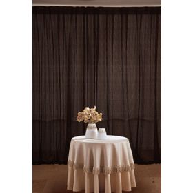 Akça Tekstil 300x260 cm Acı Kahve Çizgili Model Tek Kanat Hazır Dikilmiş Pileli Fon Perde