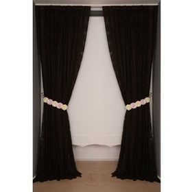 Akça Tekstil 300x260 cm Acı Kahve Damaks Tek Kanat Hazır Dikilmiş Pileli Fon Perde