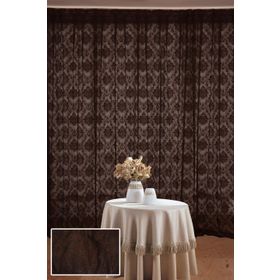 Akça Tekstil 300x260 cm Acı Kahve Damaks Tek Kanat Hazır Dikilmiş Pileli Fon Perde