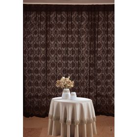 Akça Tekstil 300x260 cm Acı Kahve Damaks Tek Kanat Hazır Dikilmiş Pileli Fon Perde