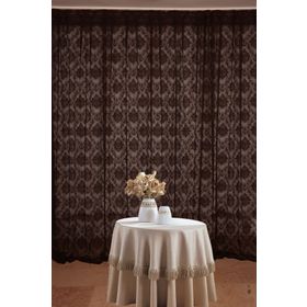Akça Tekstil 300x260 cm Acı Kahve Damaks Tek Kanat Hazır Dikilmiş Pileli Fon Perde