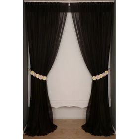 Akça Tekstil 300x260 cm Acı Kahve Dar Etek Tek Kanat Hazır Dikilmiş Pileli Fon Perde