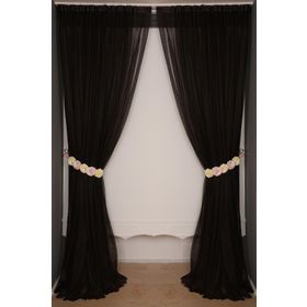 Akça Tekstil 300x260 cm Acı Kahve Dar Etek Tek Kanat Hazır Dikilmiş Pileli Fon Perde