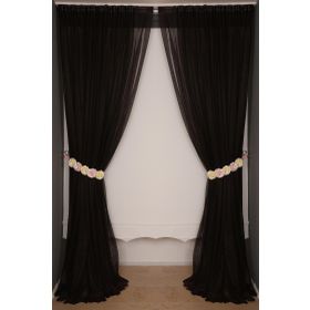 Akça Tekstil 300x260 cm Acı Kahve Dar Etek Tek Kanat Hazır Dikilmiş Pileli Fon Perde