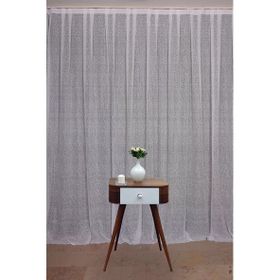 Akça Tekstil 300x260 cm Beyaz Çizgili Model Tek Kanat Hazır Dikilmiş Pileli Fon Perde