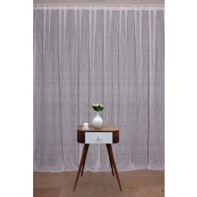 Akça Tekstil 300x260 cm Beyaz Çizgili Model Tek Kanat Hazır Dikilmiş Pileli Fon Perde