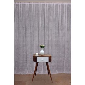 Akça Tekstil 300x260 cm Beyaz Çizgili Model Tek Kanat Hazır Dikilmiş Pileli Fon Perde