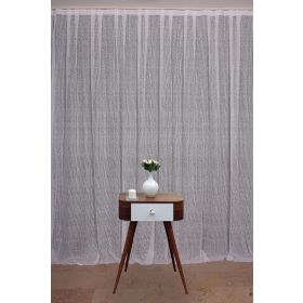 Akça Tekstil 300x260 cm Beyaz Çizgili Model Tek Kanat Hazır Dikilmiş Pileli Fon Perde