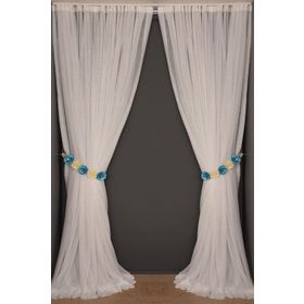 Akça Tekstil 300x260 cm Beyaz Dar Etek Tek Kanat Hazır Dikilmiş Pileli Fon Perde
