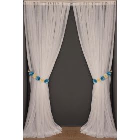 Akça Tekstil 300x260 cm Beyaz Dar Etek Tek Kanat Hazır Dikilmiş Pileli Fon Perde
